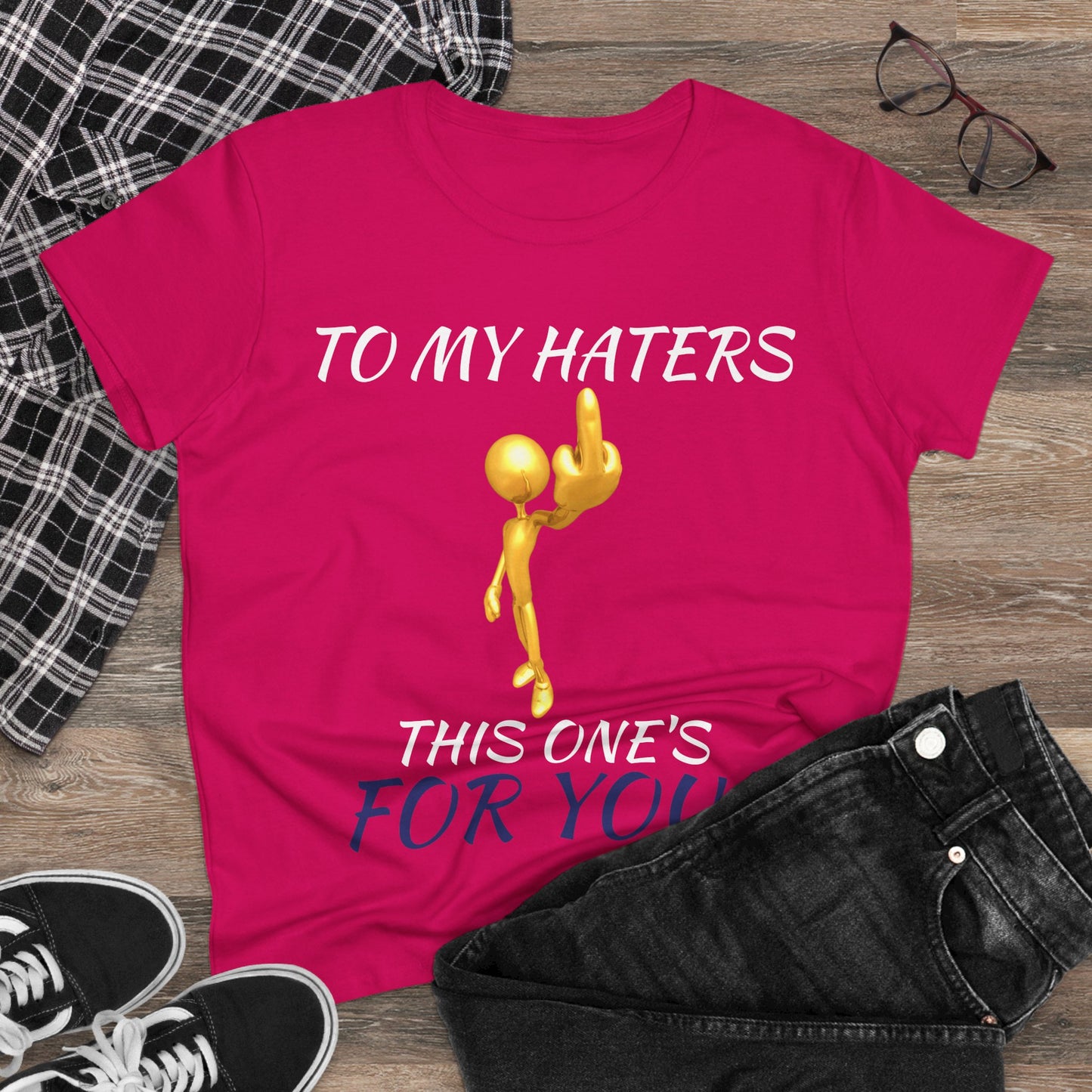 Funny Middle Finger Graphic Tee- Women's