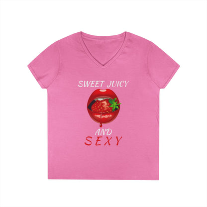 "Sweet Juicy and Sexy" Ladies V-Neck Tee