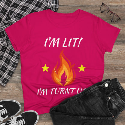 "I'm Lit! I'm Turnt Up!" Flame Graphic Tee