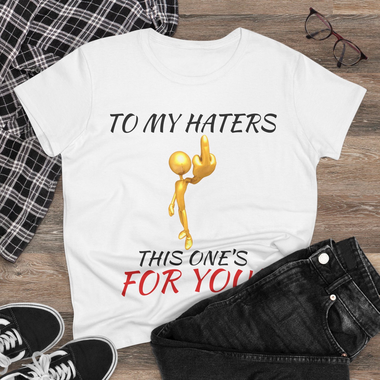 Funny Middle Finger Graphic Tee- Women's