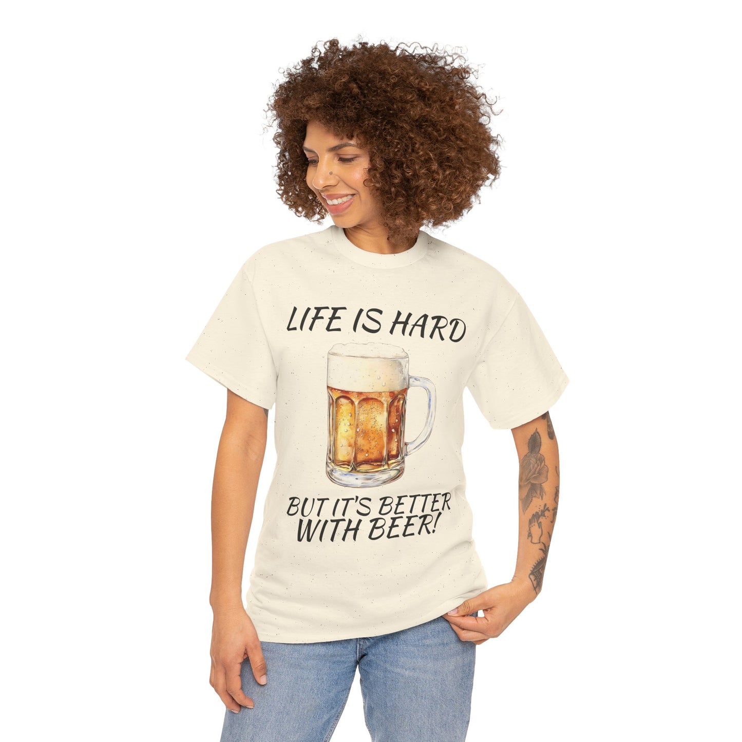 "Life Is Hard But It's Better With Beer" Casual Drinking Tee
