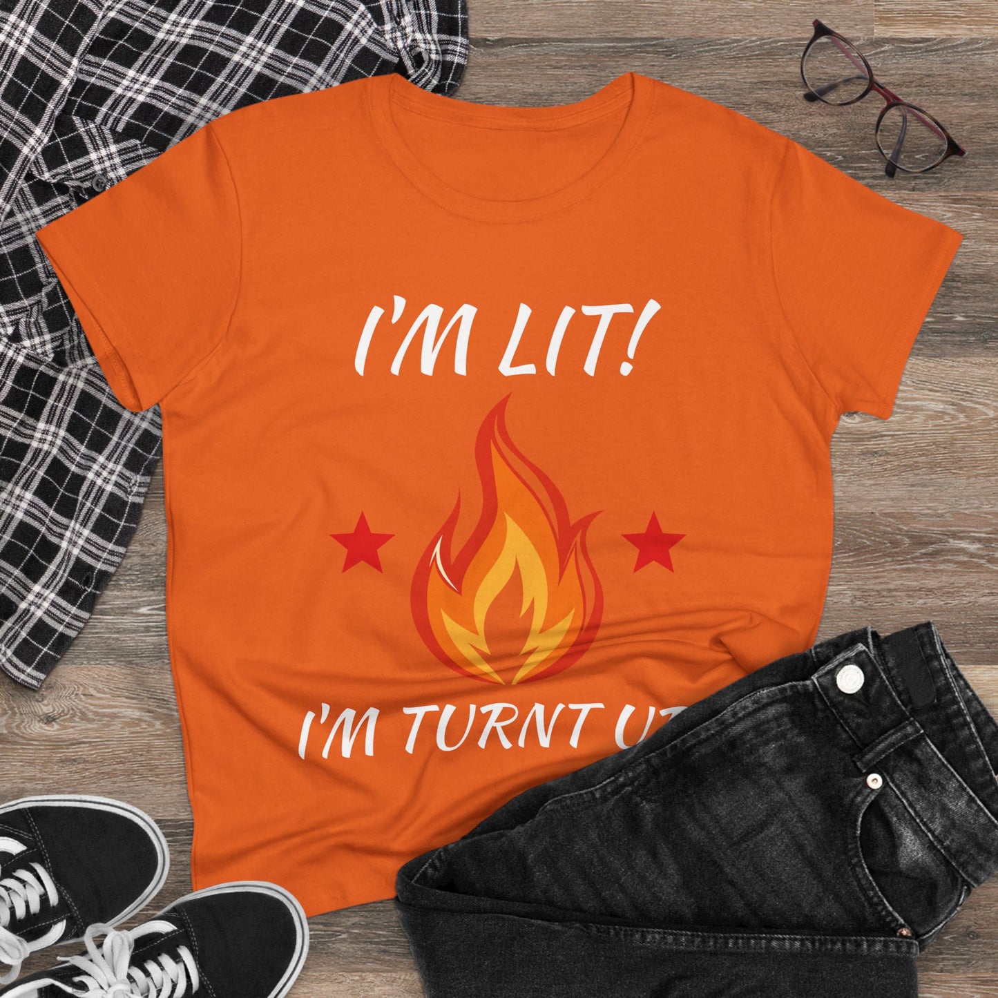 "I'm Lit! I'm Turnt Up!" Flame Graphic Tee
