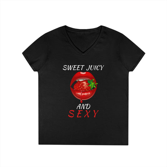 "Sweet Juicy and Sexy" Ladies V-Neck Tee