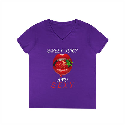 "Sweet Juicy and Sexy" Ladies V-Neck Tee