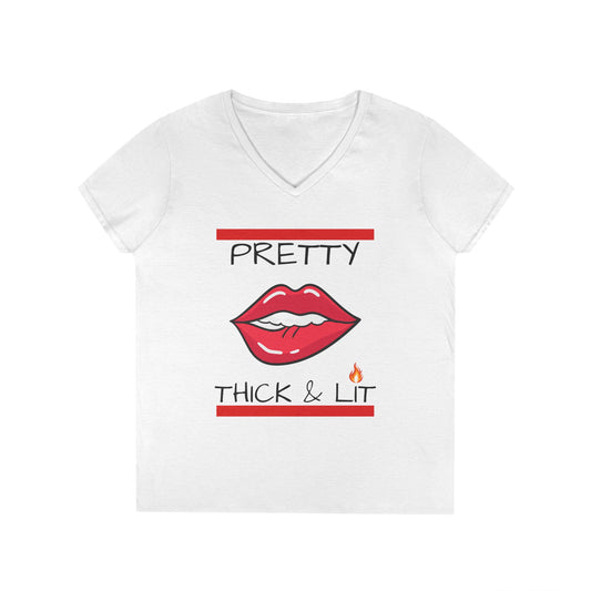 "Pretty Thick & Lit" V-Neck Tee