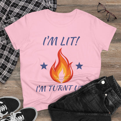 "I'm Lit! I'm Turnt Up!" Flame Graphic Tee
