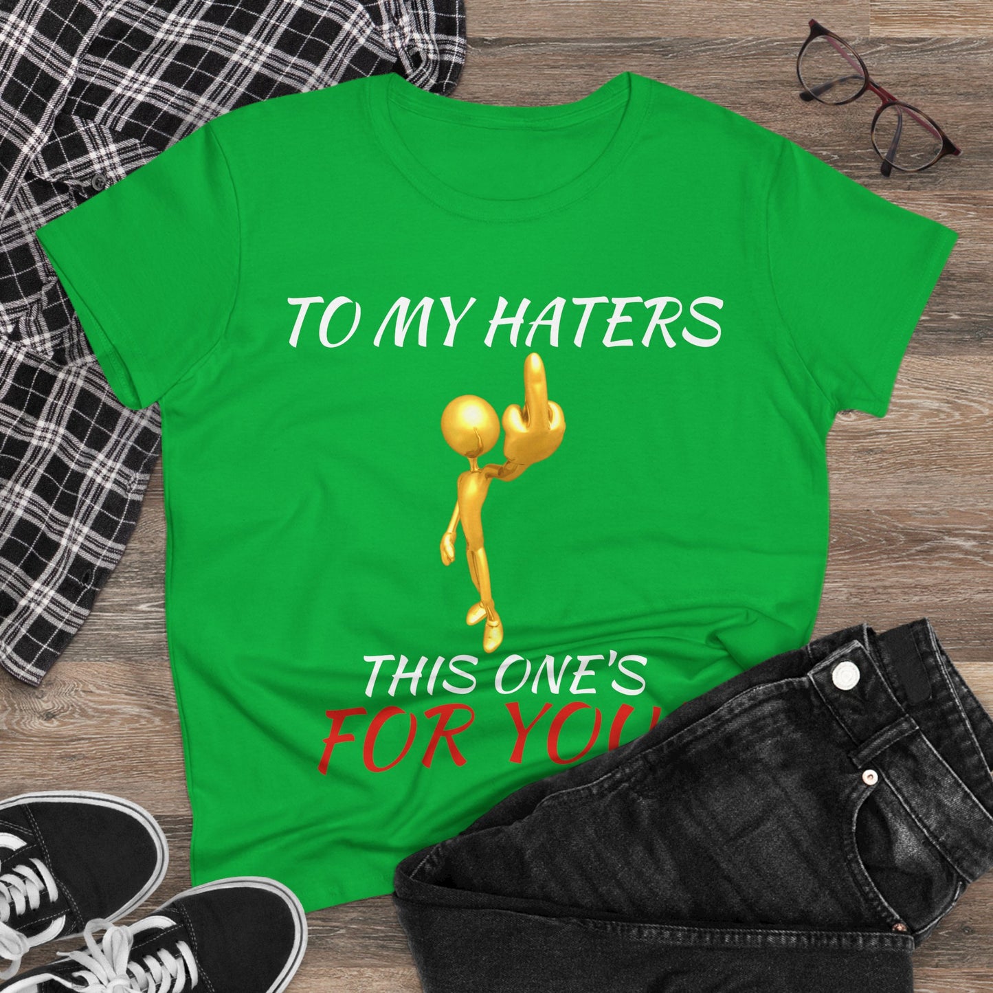 Funny Middle Finger Graphic Tee- Women's
