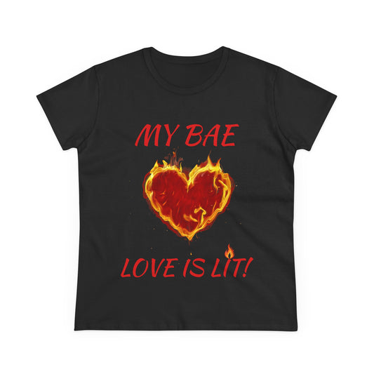 'My Bae, Love Is Lit' Flaming Heart Valentine Shirt