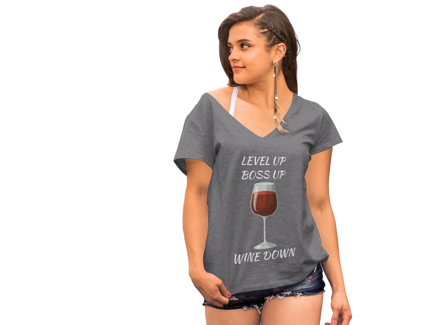 "Wine Down" V-Neck Tee