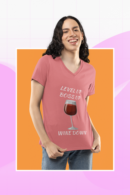"Wine Down" V-Neck Tee