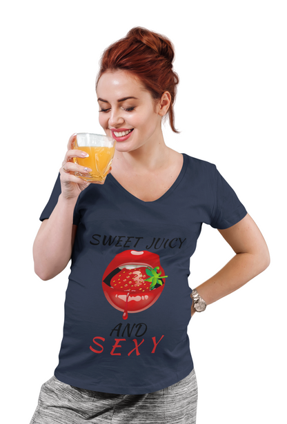 "Sweet Juicy and Sexy" Ladies V-Neck Tee