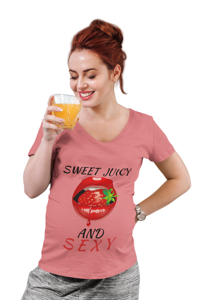"Sweet Juicy and Sexy" Ladies V-Neck Tee