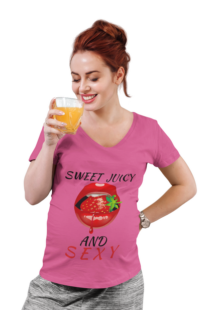 "Sweet Juicy and Sexy" Ladies V-Neck Tee