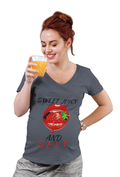 "Sweet Juicy and Sexy" Ladies V-Neck Tee