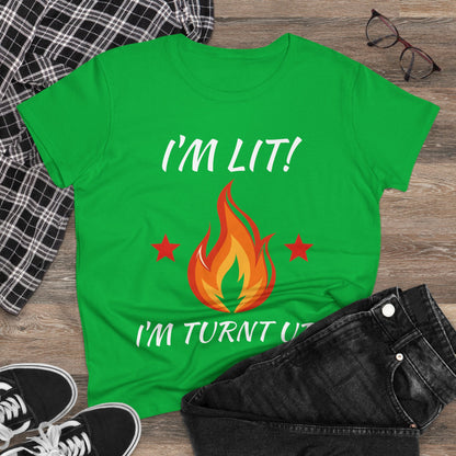 "I'm Lit! I'm Turnt Up!" Flame Graphic Tee