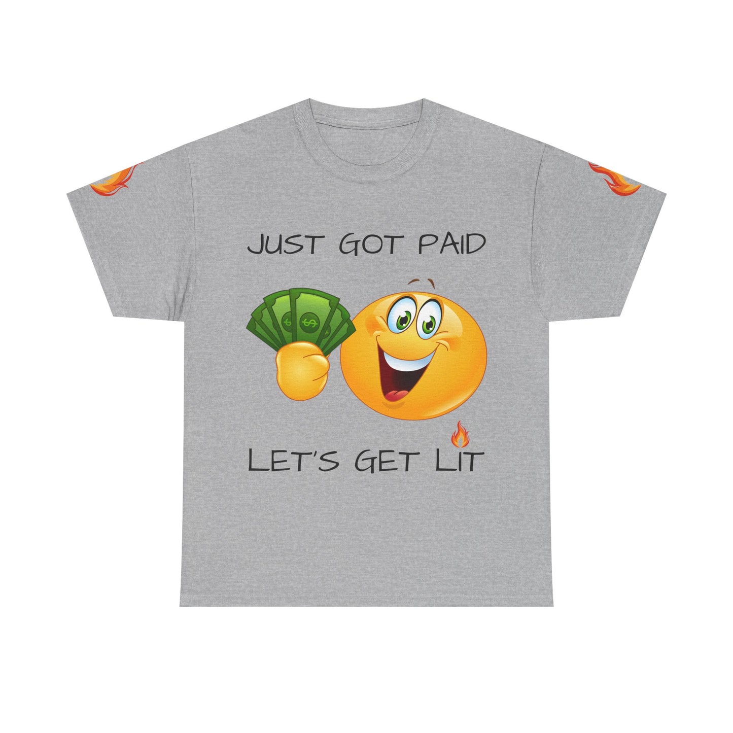 Just Got Paid Let's Get Lit Emoji Money Tee — Funny Payday Graphic T-Shirt