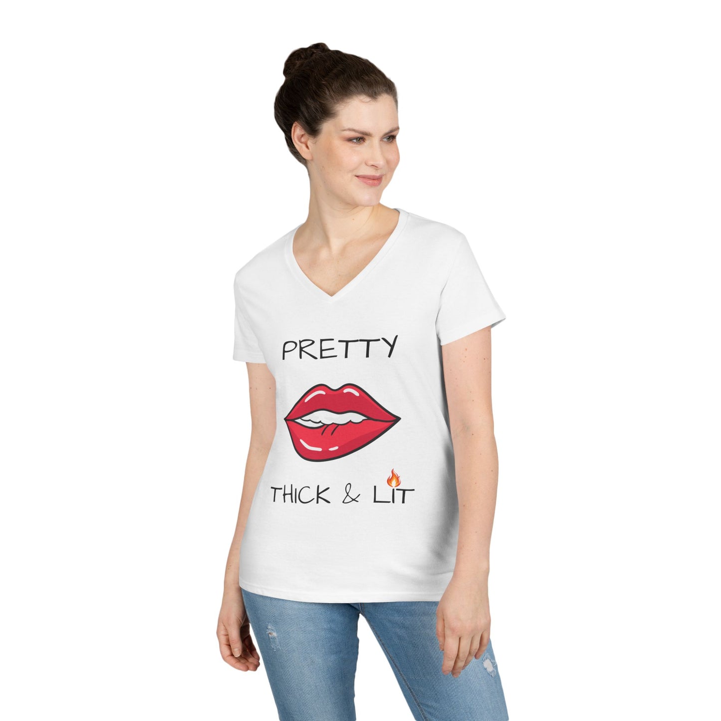 Pretty Thick & Lit V-Neck Tee