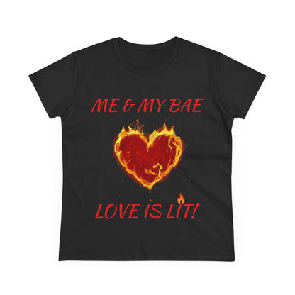 'Me & My Bae — Love Is Lit' Flame Heart Tee