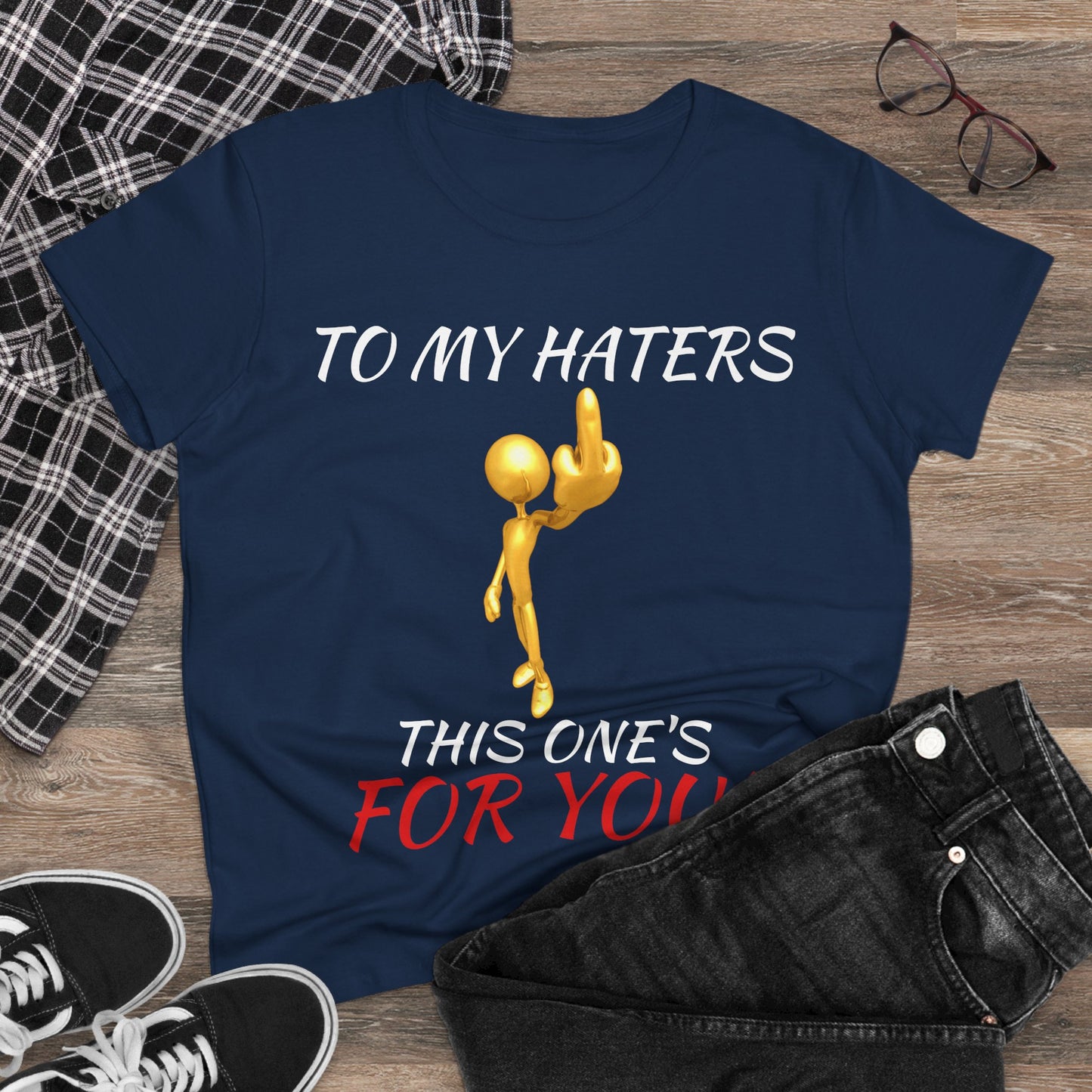 Funny Middle Finger Graphic Tee- Women's