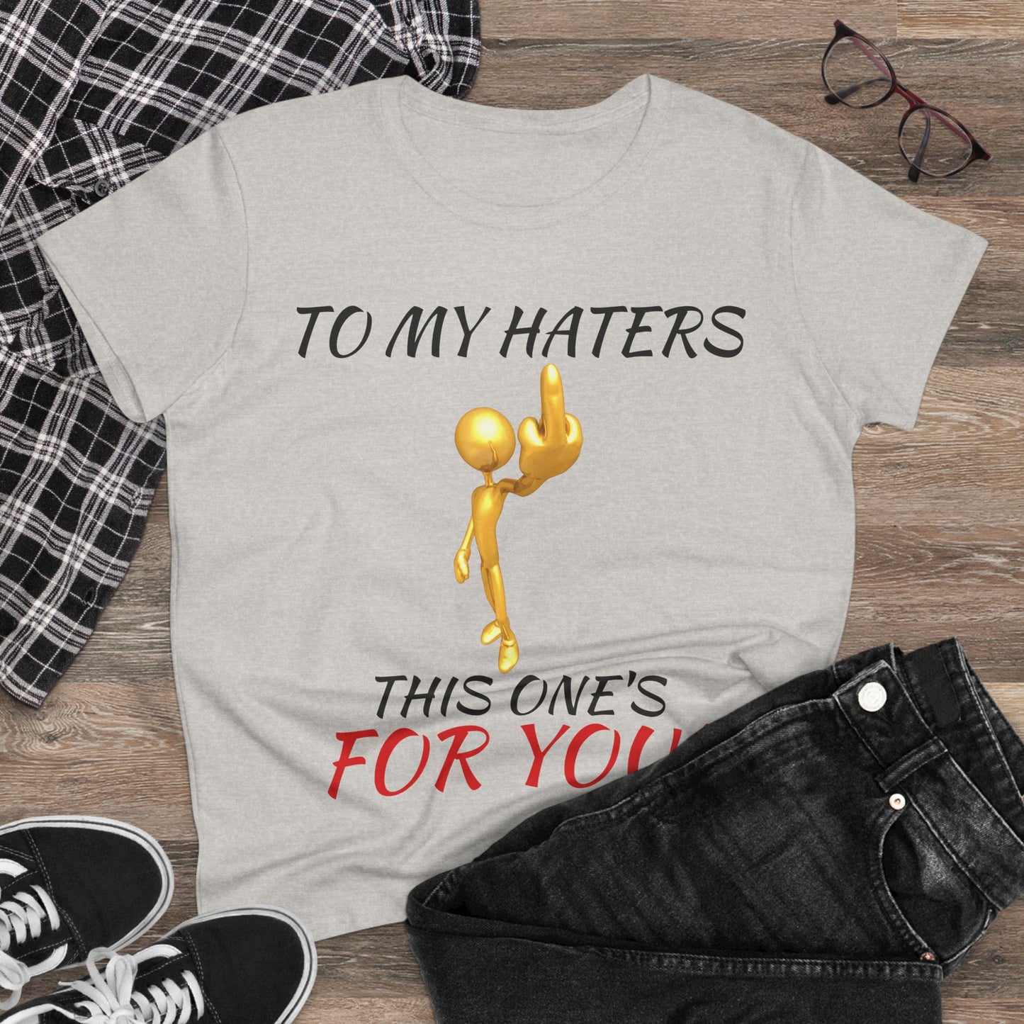 Funny Middle Finger Graphic Tee- Women's